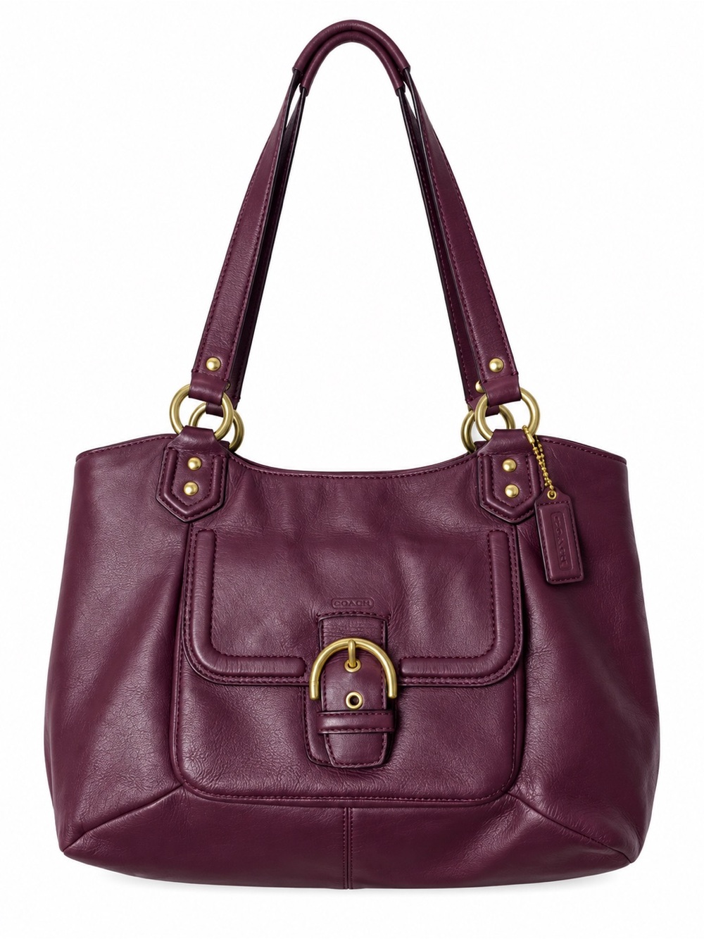 Coach Campbell Leather Carryall Handbag Burgundy